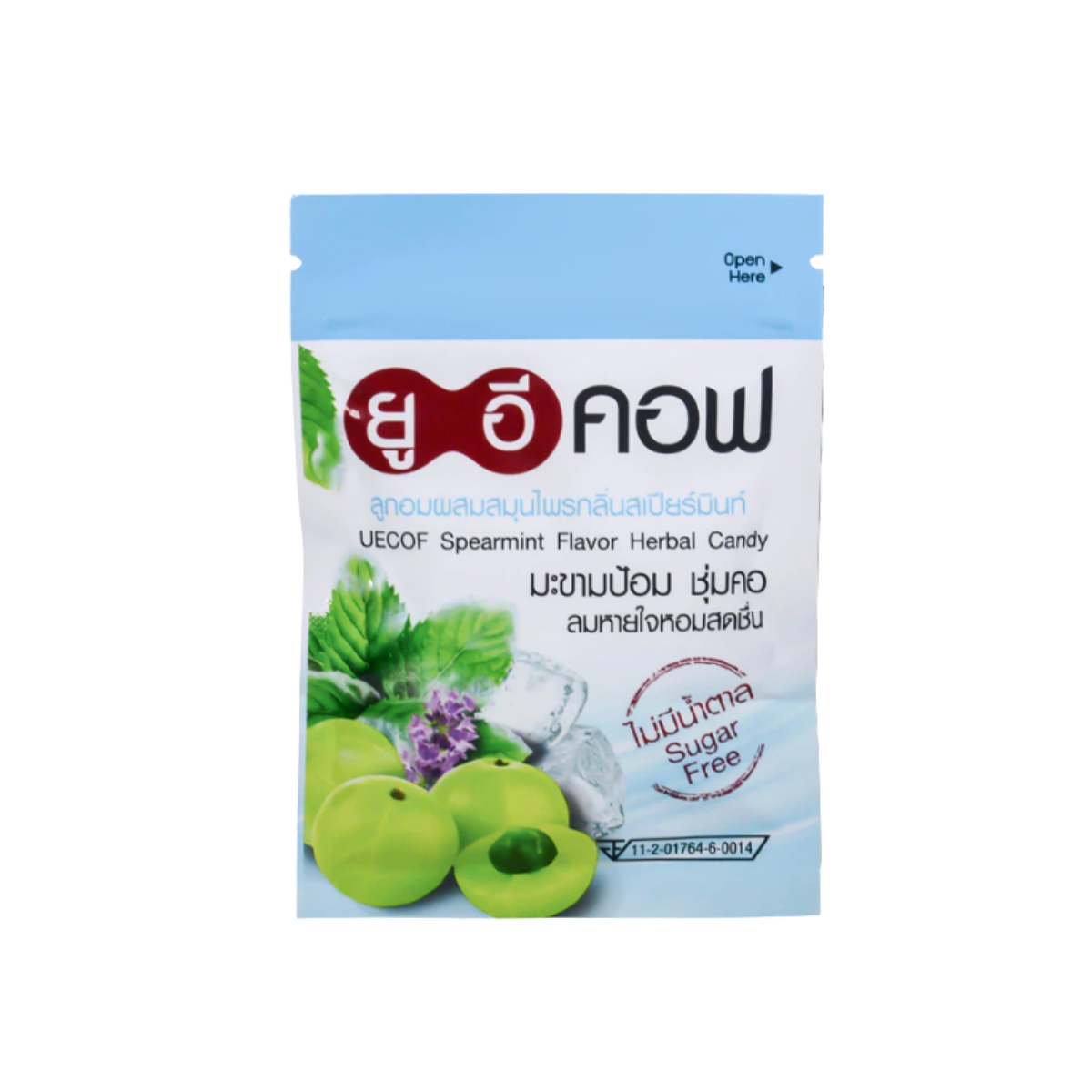UECof Herbal Candy Spearmint Flavor 6pcs ยูอี คอฟ ลูกอมสมุนไพร กลิ่นสเปียร์มิ้นท์