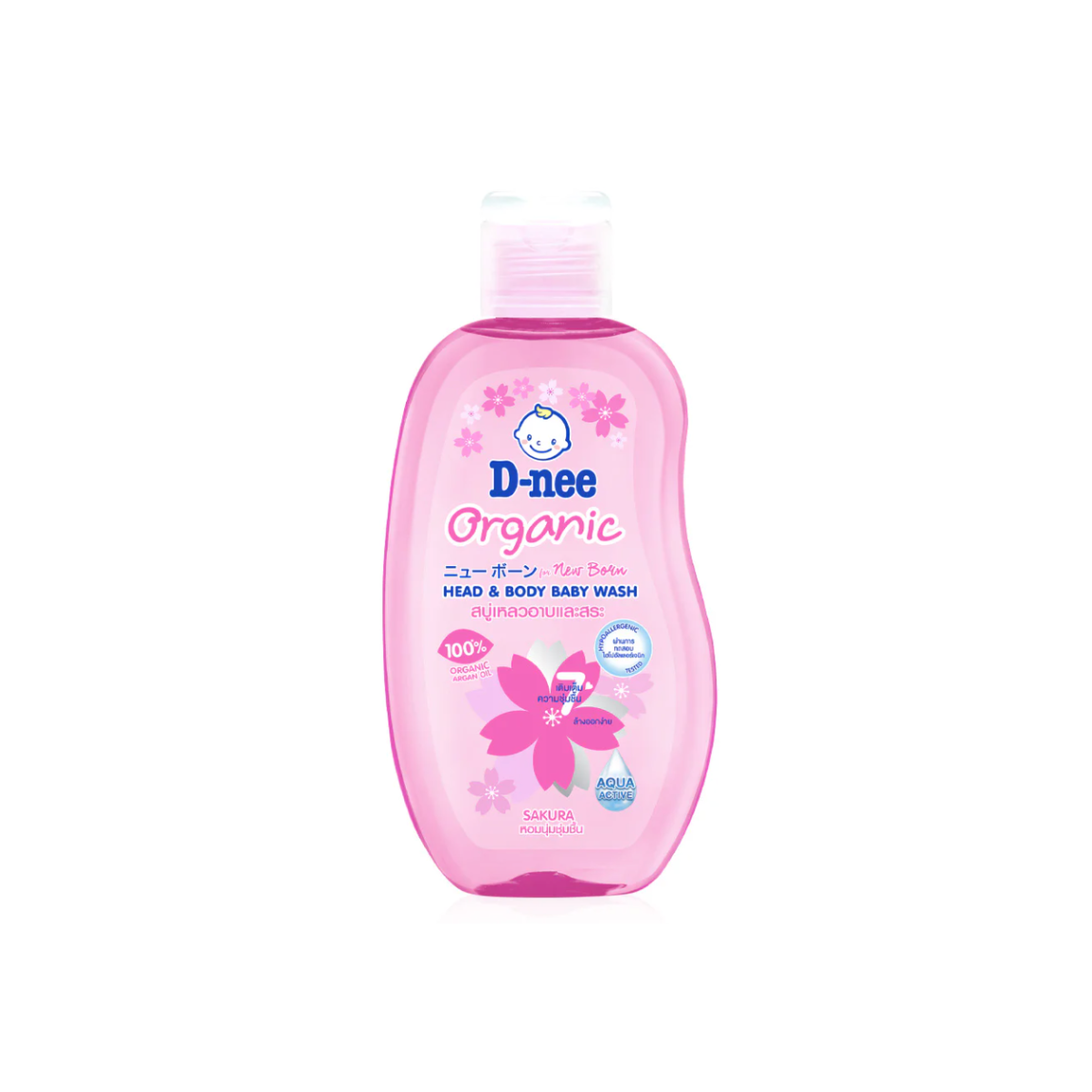 D-nee Sakura Organic Head & Body Baby Wash 380ml ดีนี่ สบู่เหลวอาบและสระ ซากุระ