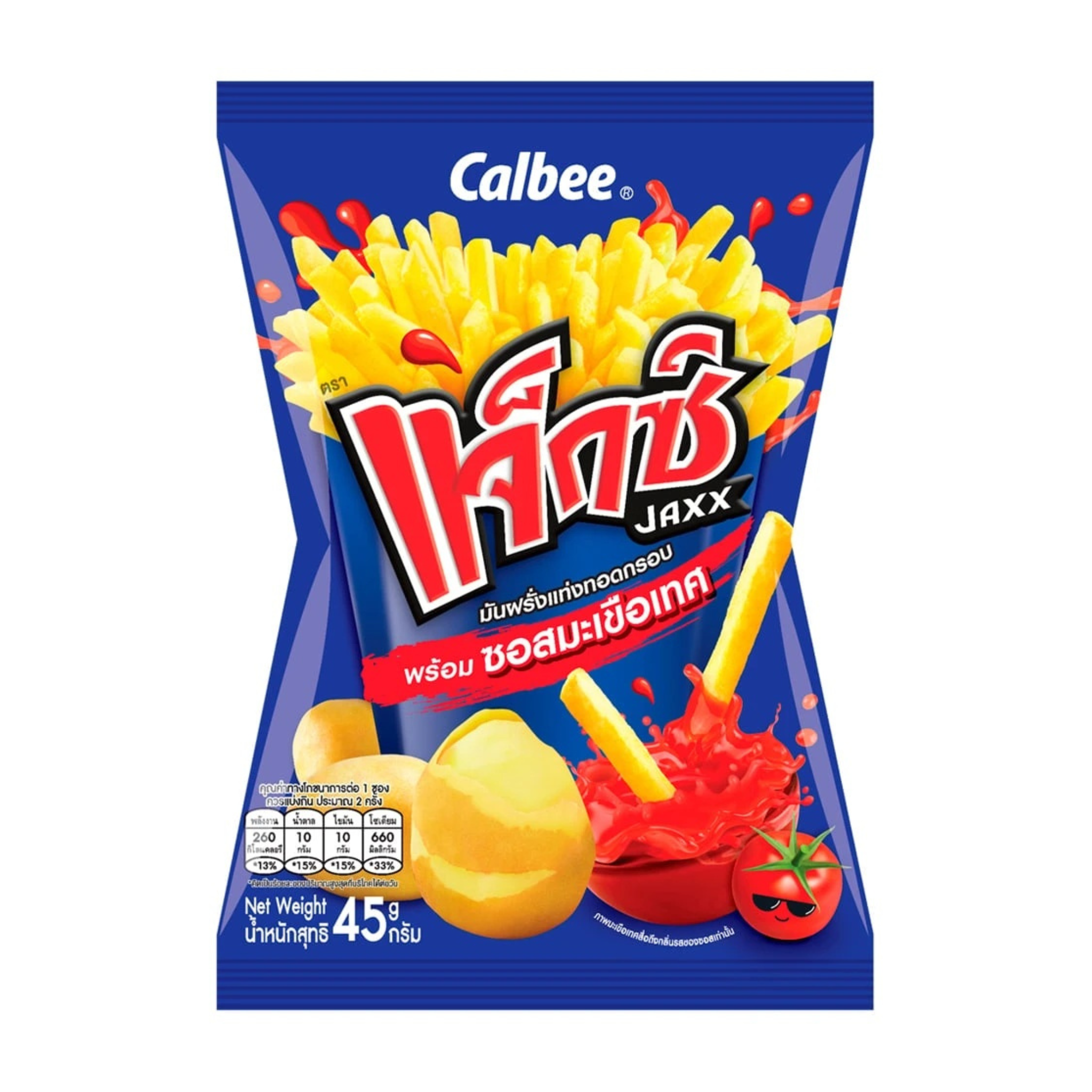 JAXX Potato French Fries Snack with Tomato Sauce 45g แจ็กซ์ มันฝรั่งแท่งทอดกรอบ พร้อมซอสมะเขือเทศ 45 กรัม