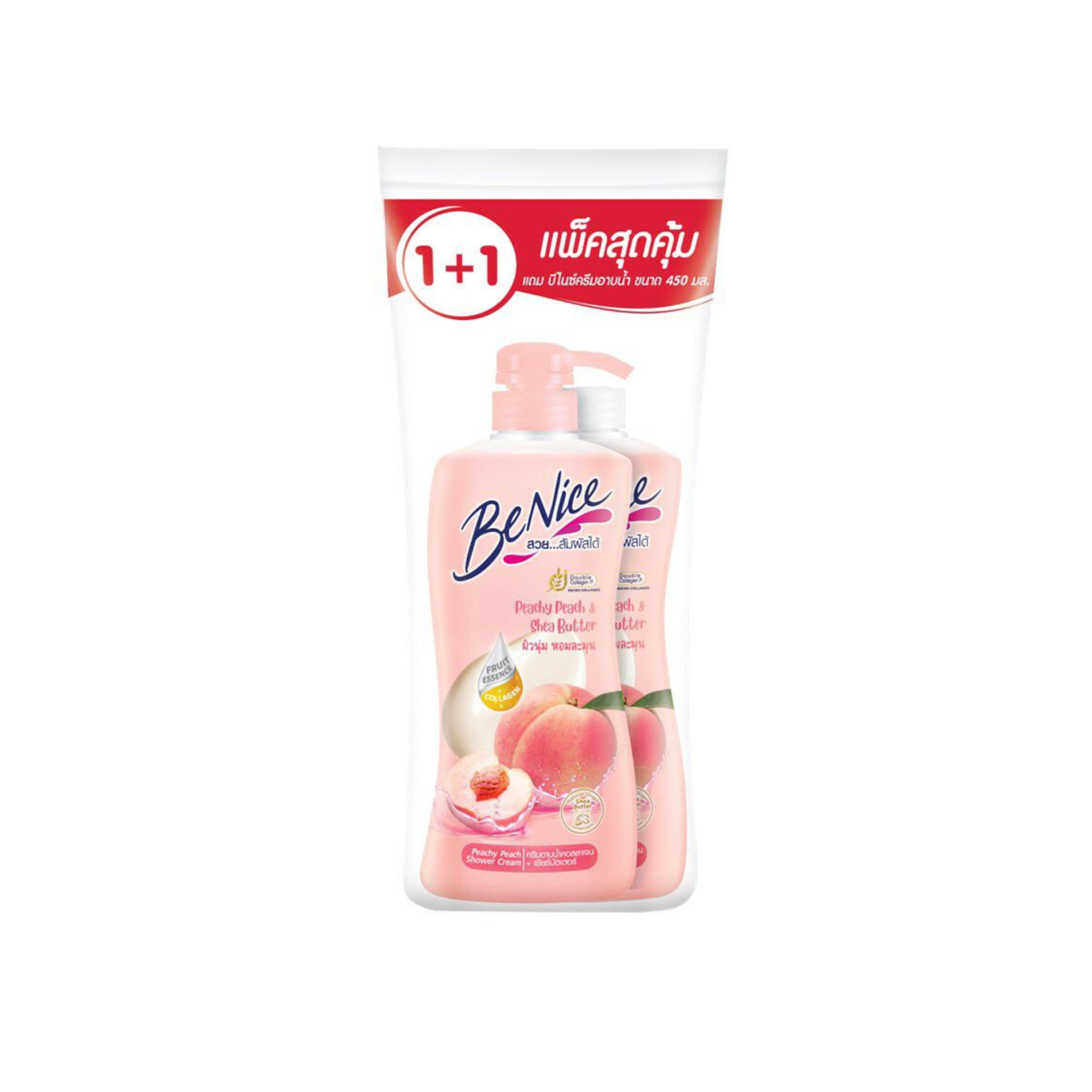 Benice Peachy Peach Shea Butter Shower Cream 400mlX2 บีไนซ์ครีมอาบน้ำ พีชชี่ พีช