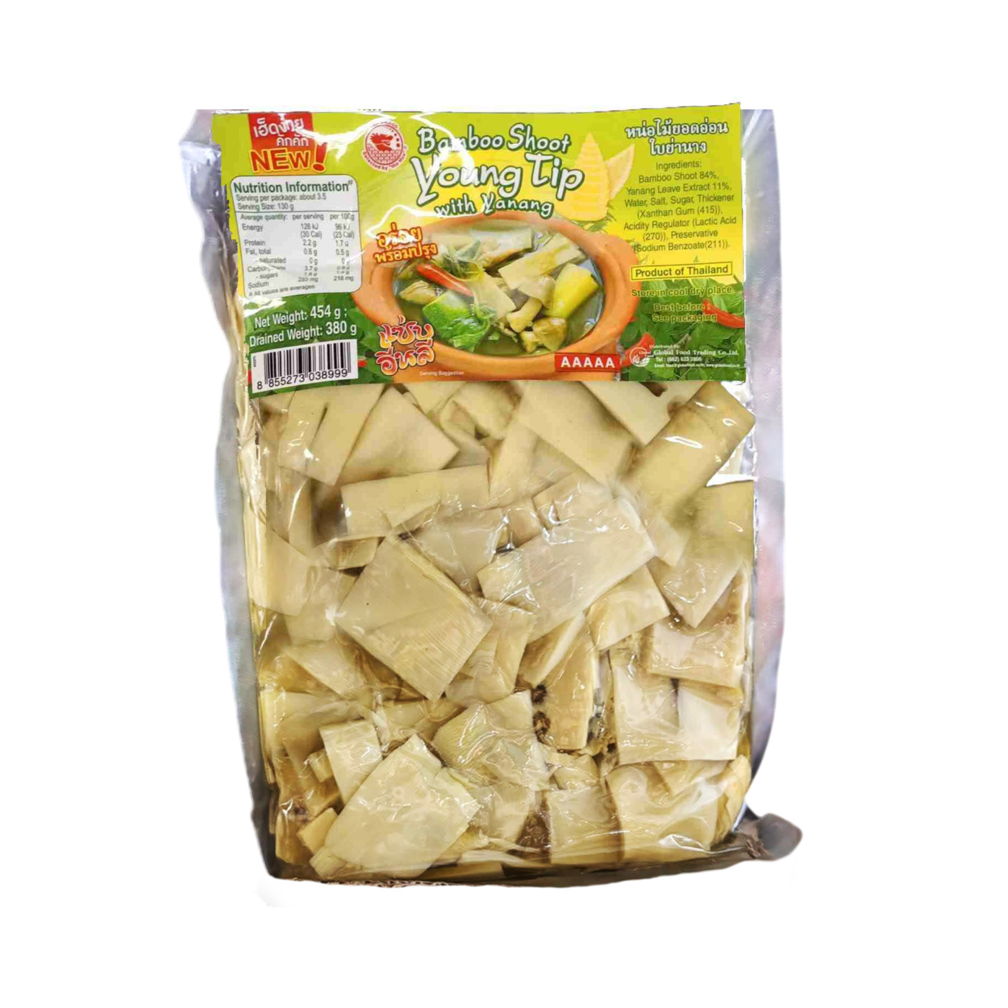 Red Drago brand bamboo shoots Young Tip with yanang 454g หน่อไม้แผ่นในน้ำย่านาง