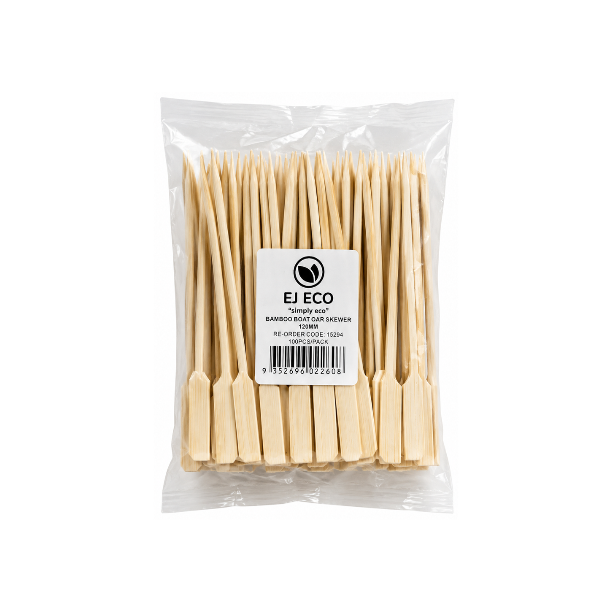 EJ ECO Simply Eco Bamboo Boat Oar Skewers 120mm 100pcs อีเจ อีโค ไม้เสียบพายไม้ไผ่ 100 ชิ้น