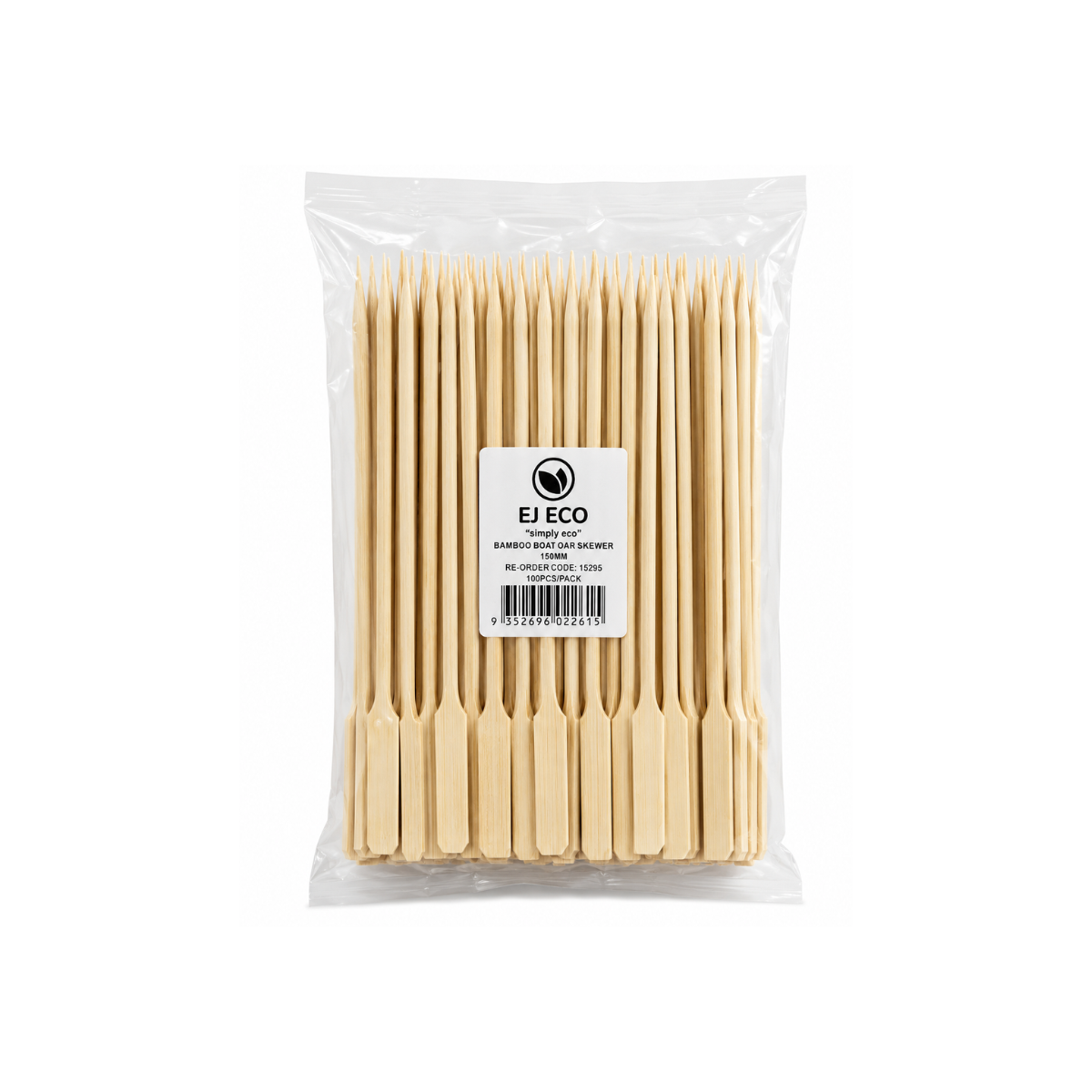 EJ ECO Simply Eco Bamboo Boat Oar Skewers 150mm 100pcs อีเจ อีโค ไม้เสียบพายไม้ไผ่ 100 ชิ้น