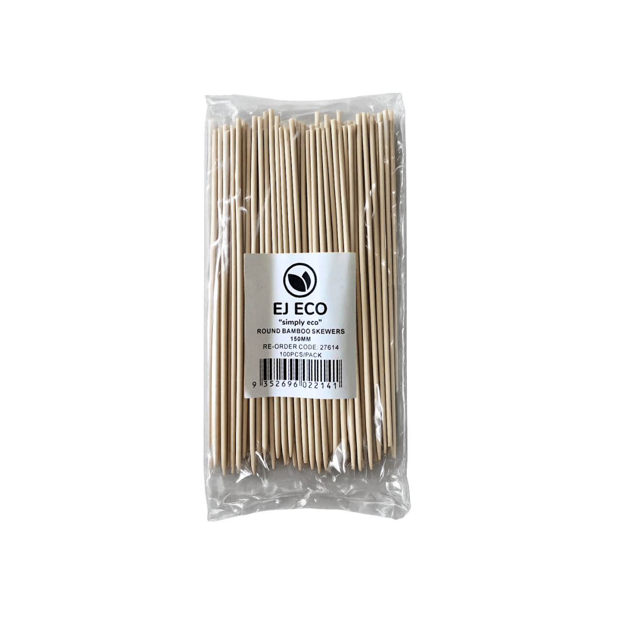 EJ ECO Simply Eco Round Bamboo Skewers 150mm 100pcs อีเจ อีโค ไม้เสียบไม้ไผ่ทรงกลม 100 ชิ้น