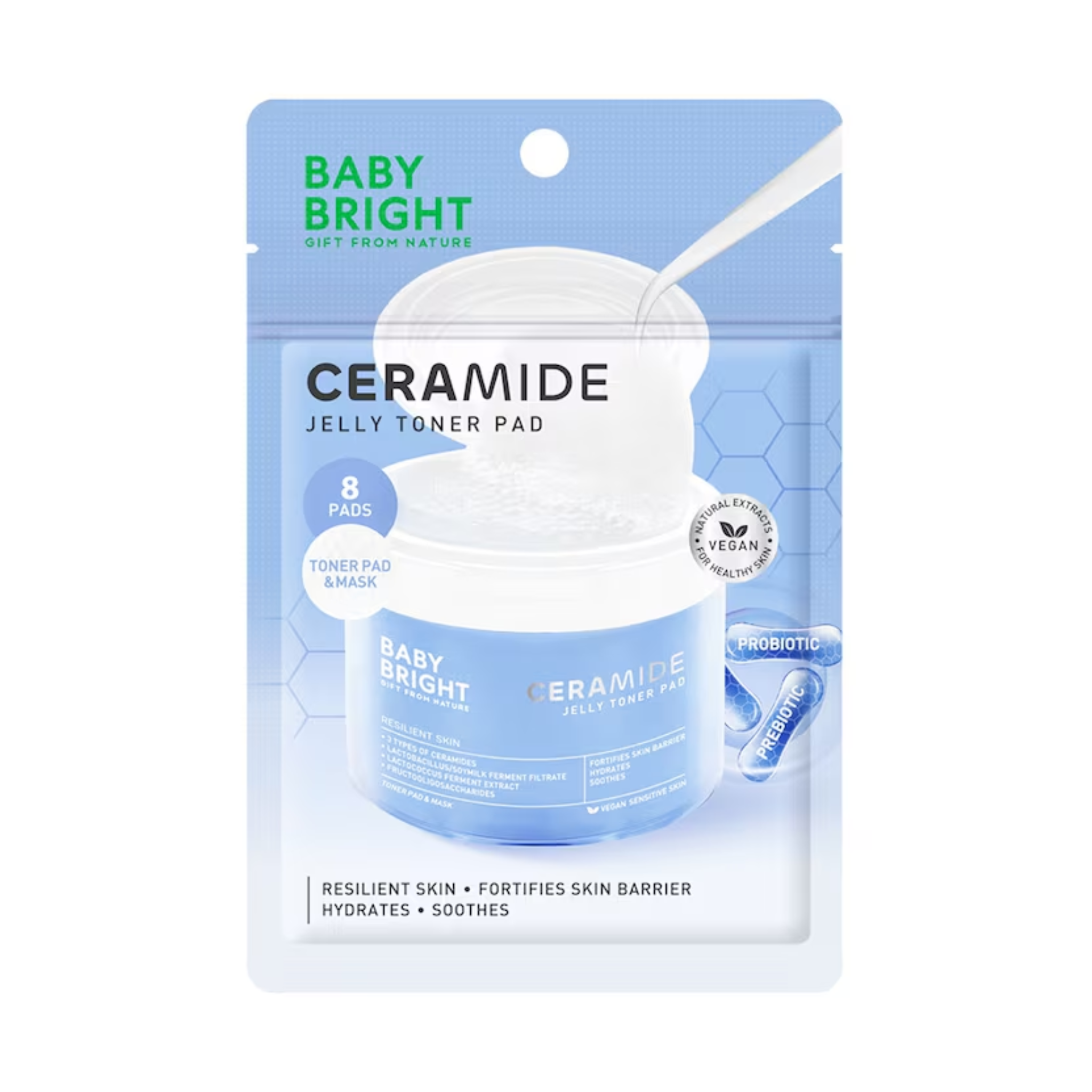 Baby Bright Toner Pad Ceramide Jelly 8'S เบบี้ไบร์ท โทนเนอร์ แพด เซราไมด์ เจลลี่ 8 แผ่น)
