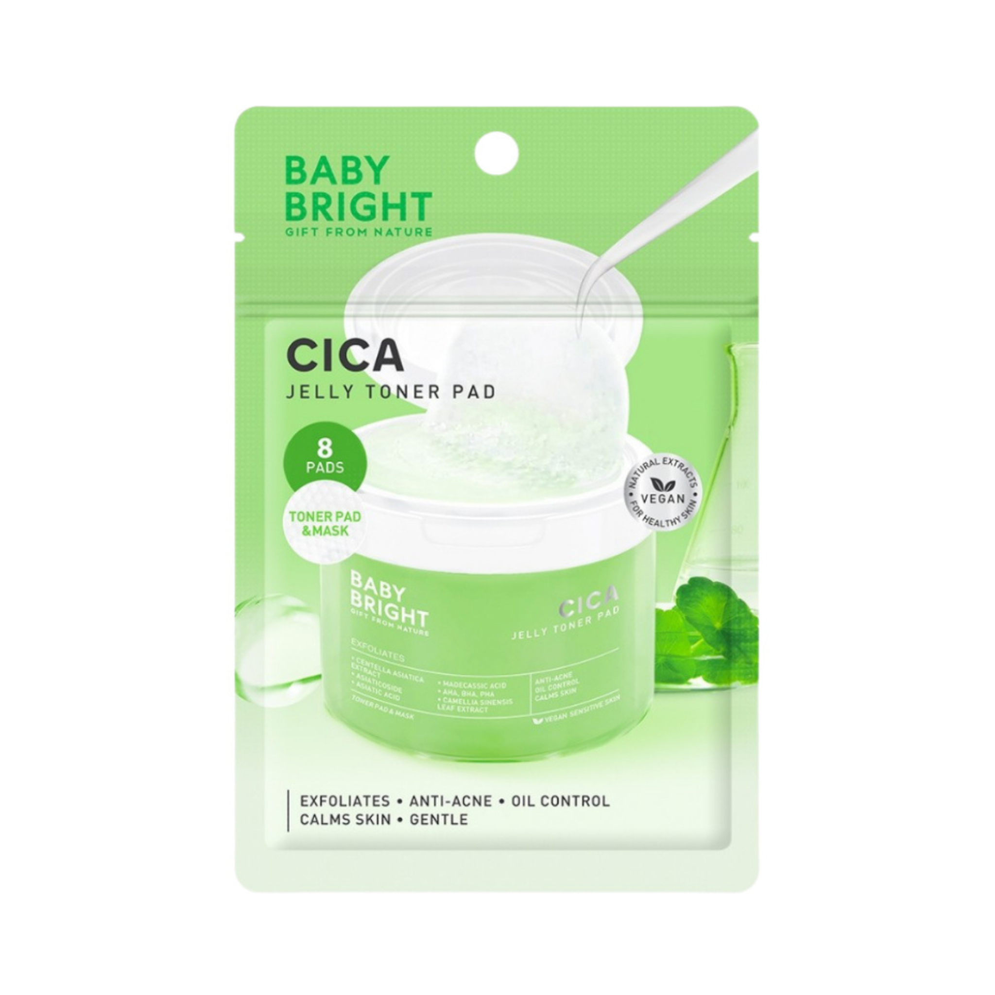 Baby Bright CICA Jelly Toner Pad 8 Pads  [1 Pack]  เบบี้ไบร์ท โทนเนอร์แพด CICA 8แผ่น