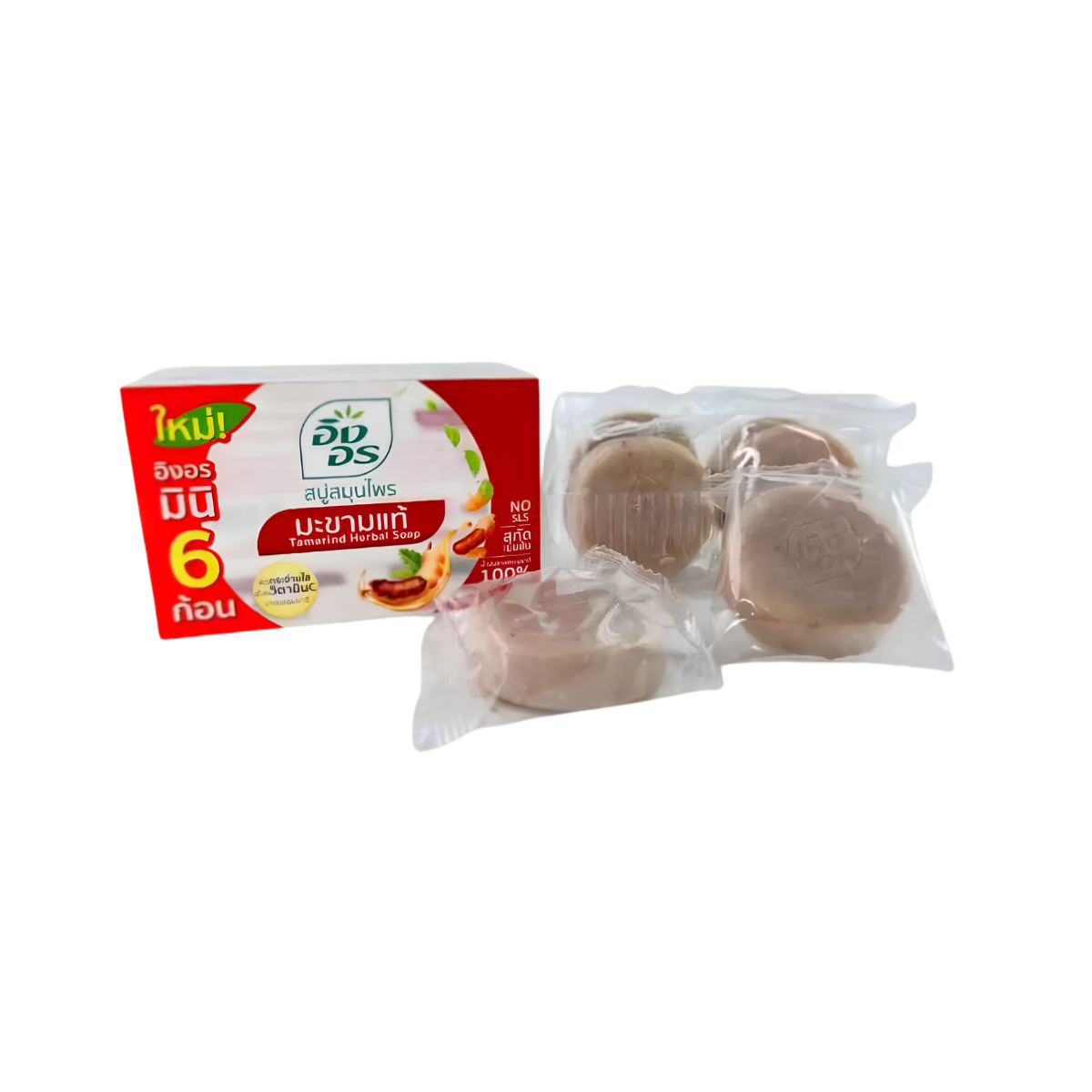Ing On Mini Herbal Soap Tamarind 25g x6 Bars อิงอร สบู่สมุนไพร สูตรมะขาม