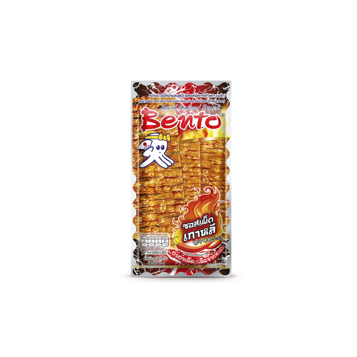 BENTO Squid Seafood Snack Korea Spicy Sauce 18g เบนโตะ ขนมปลาหมึก รสโคเรียสไปซี่ซอส