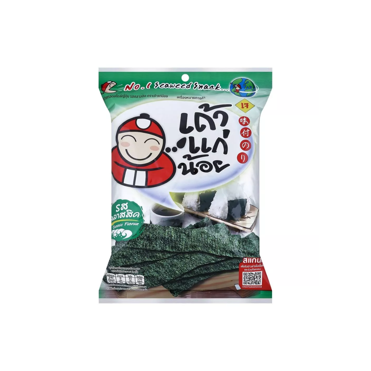 Tao Kae Noi Crispy Seaweed Classic 20g เถ้าแก่น้อย สาหร่ายทอด รสคลาสสิก