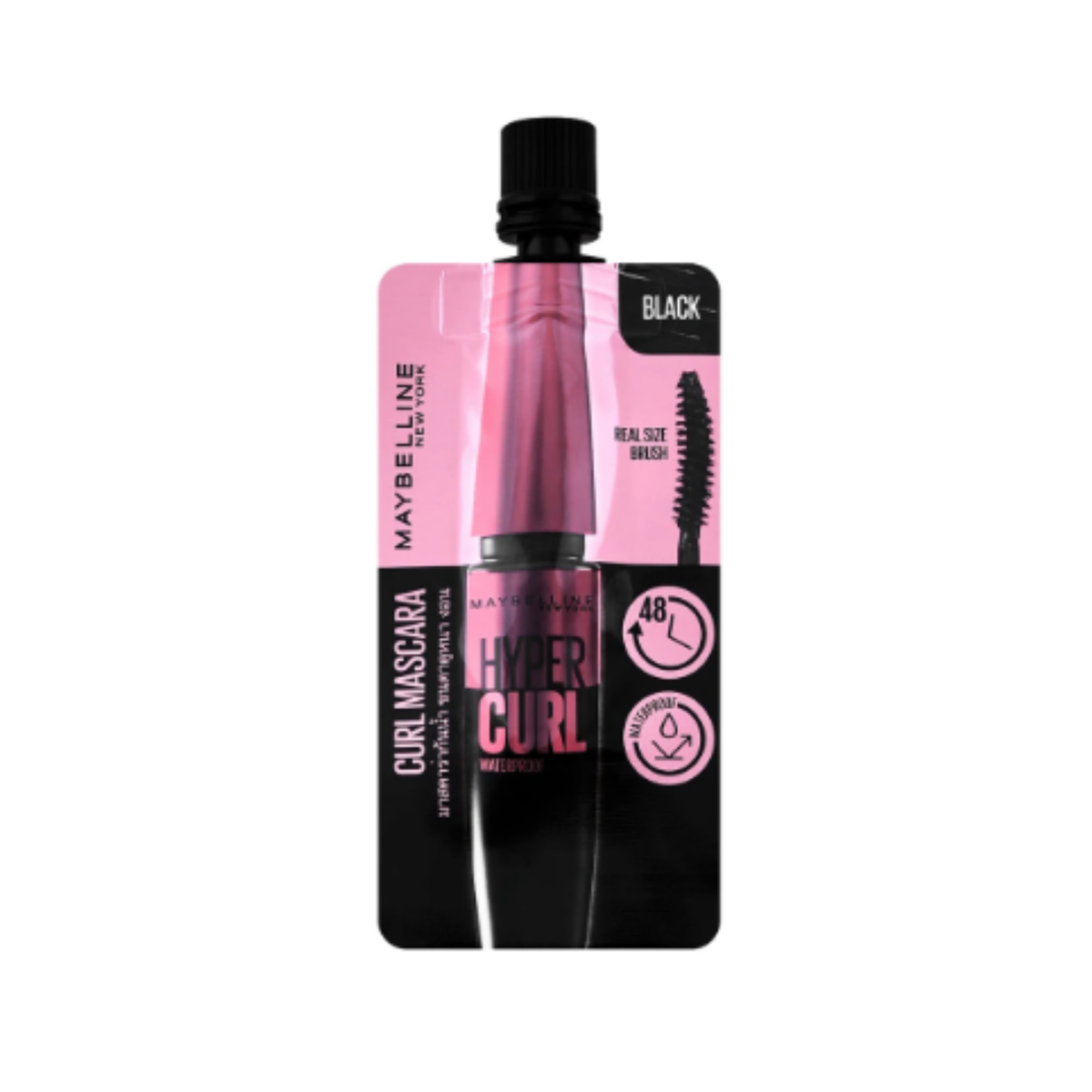 MAYBELLINE NEWYORK Hypercurl Waterproof Mascara 3 ml. Black เมย์เบลลีน นิวยอร์ก ไฮเปอร์เคิร์ล วอเตอร์พรู๊ฟ มาสคาร่า