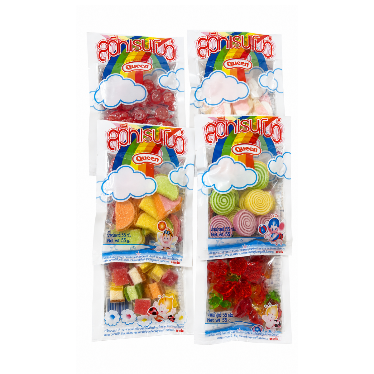 Queen Jelly (Random Pick) 55g เยลลี่สวีทเรนโบว์ ตราควีน คละแบบ (สุ่ม)