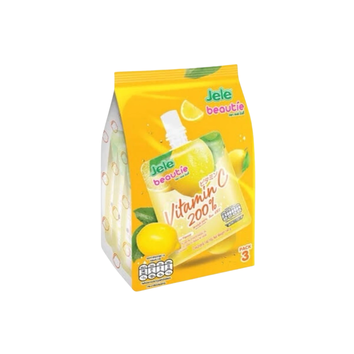 Jele Beauty Lemon Jelly 140g Pack 3 เจเล่บิวตี้ เยลลี่รสเลมอน