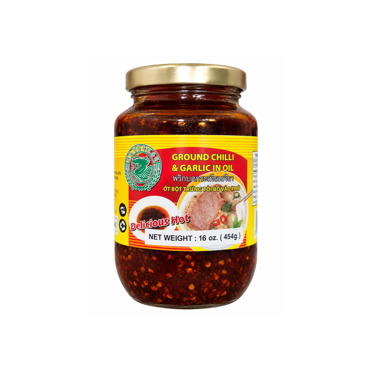 Dragon Ground Chilli & Garlic in Oil 454g ตรามังกร พริกบดกระเทียมเจียว