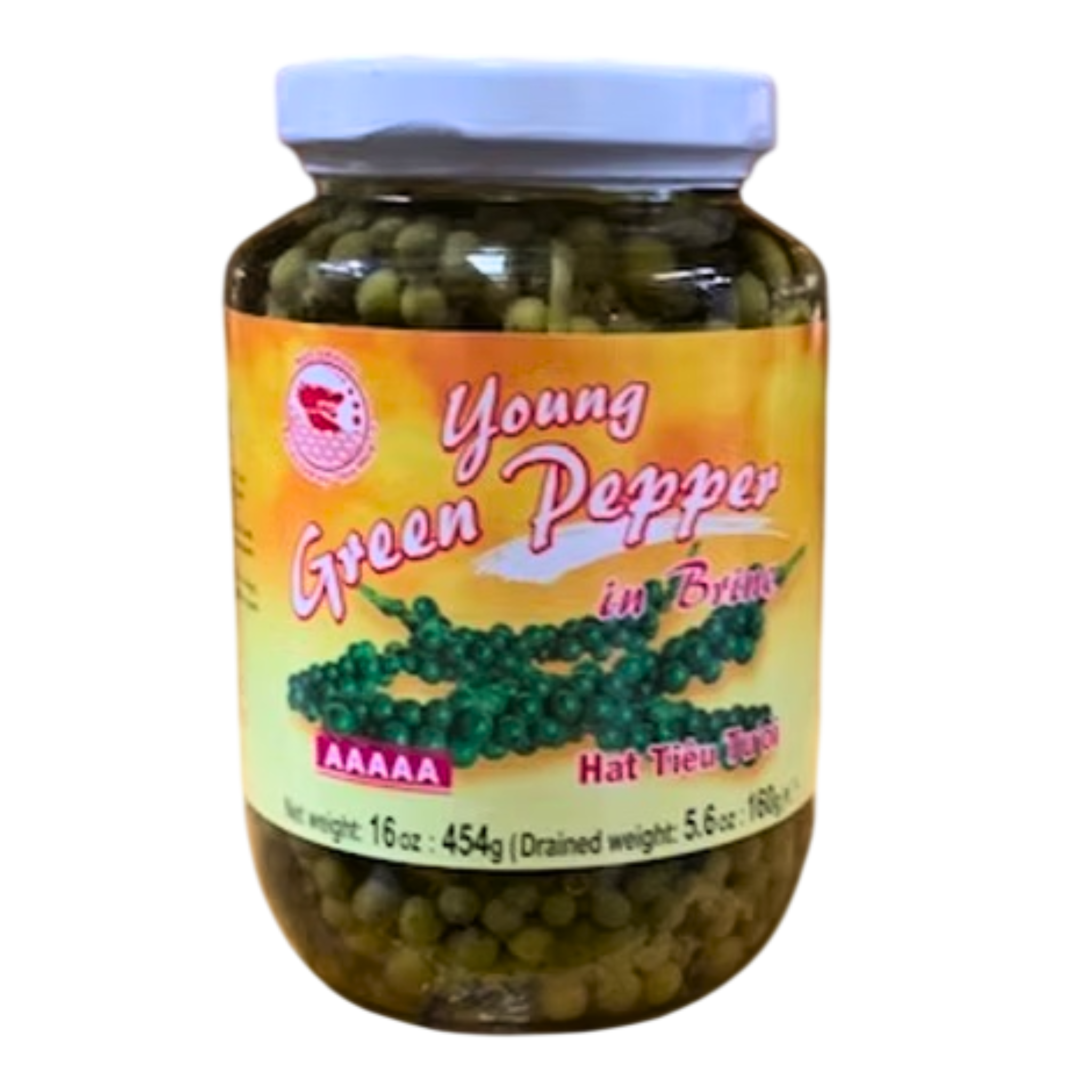 RD Young Green Pepper in Brine 454g พริกไทยอ่อนดอง
